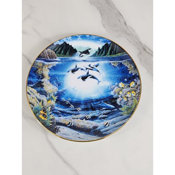 Underwater Paradise Sunlit Glow Year 1991 Porcelain 8" Home Decor Plate Robert - Picture 7 of 11